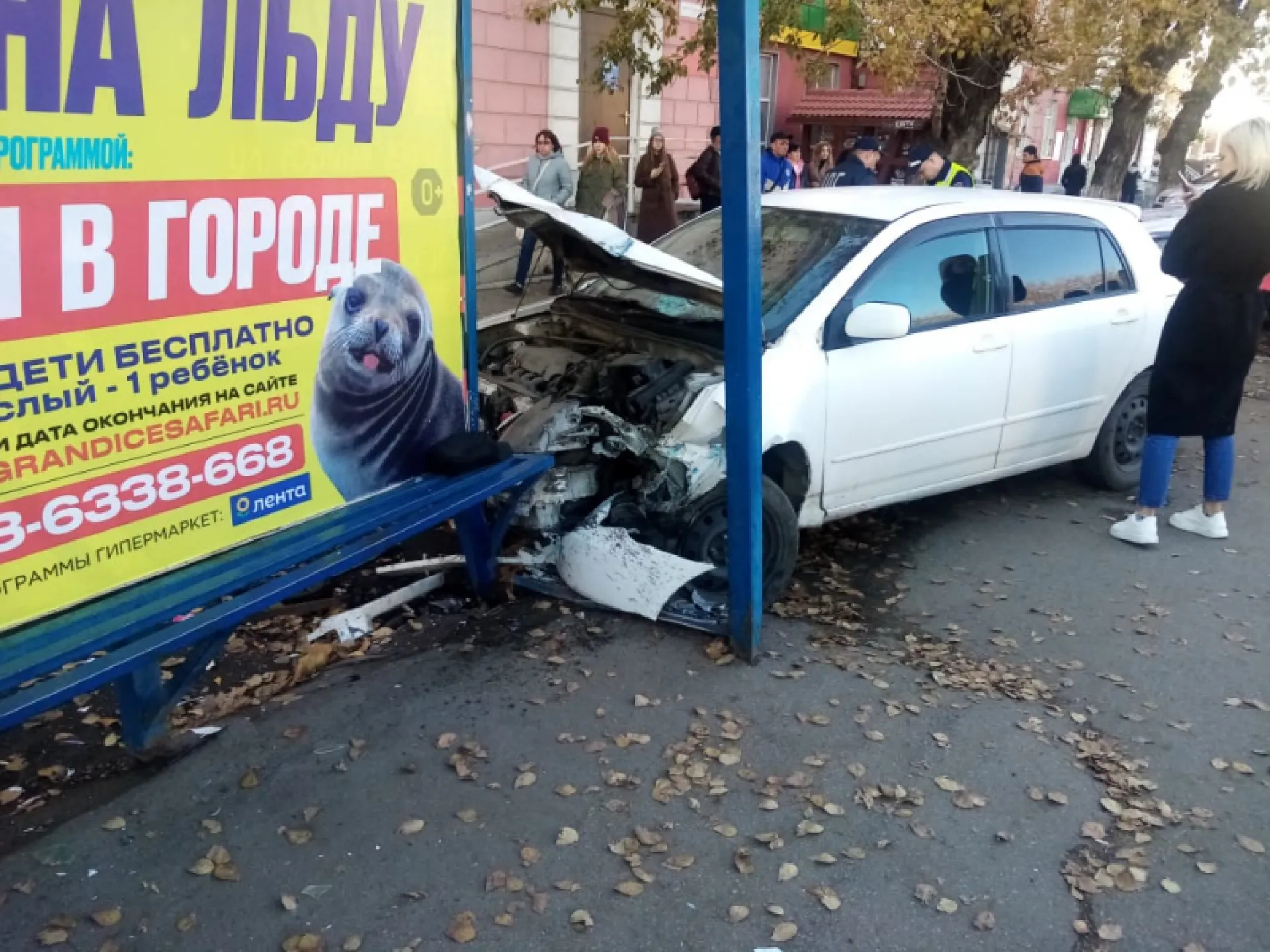 Автомобиль въехал в остановку в Барнауле. Один человек погиб Автомобиль въехал в остановку в Барнауле. Один человек погиб