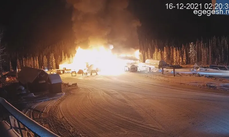 В Шерегеше произошёл крупный пожар
